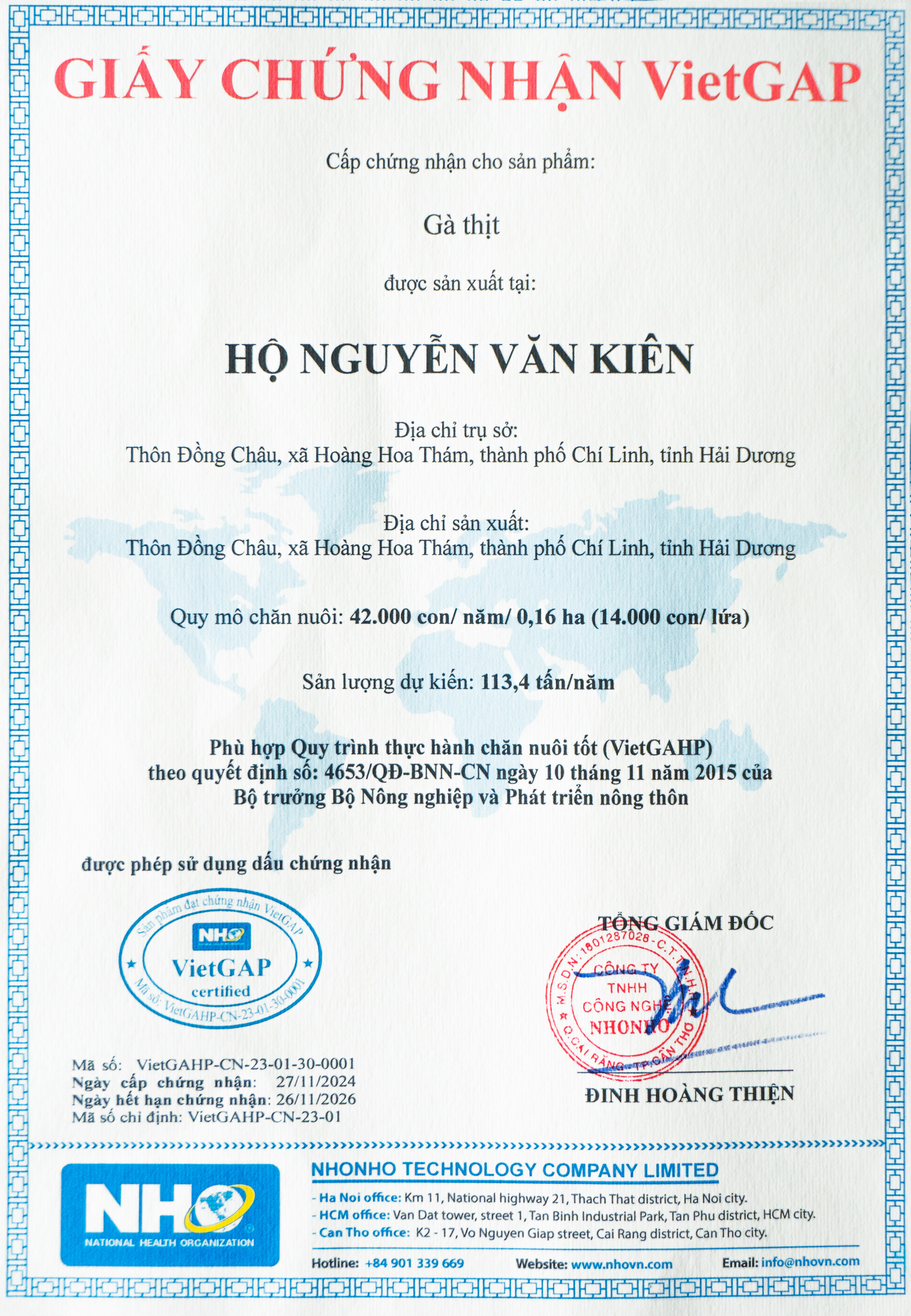 VietGAP Certificate